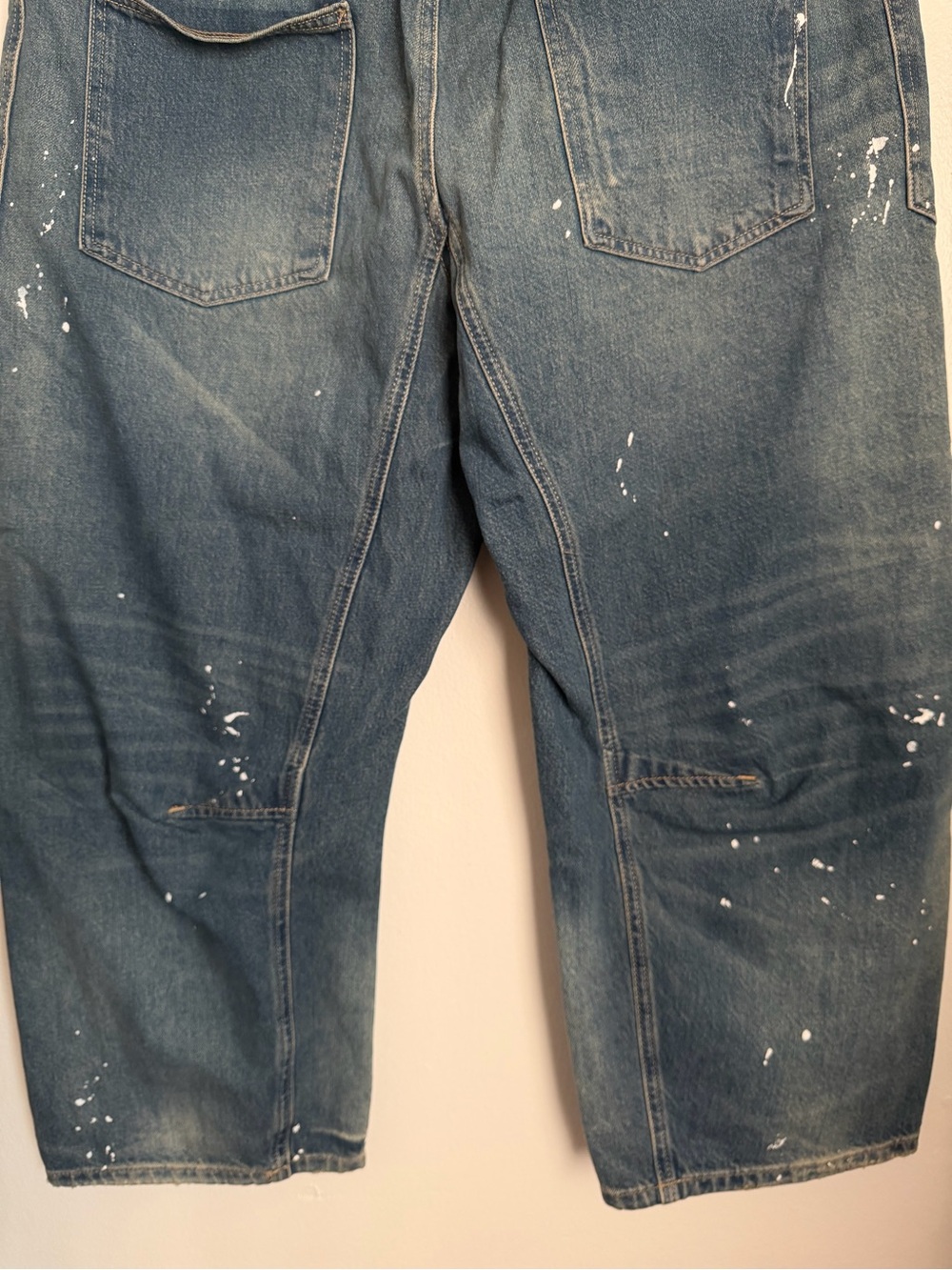 We The Free FP Moxie Mid Rise Barrel Jeans Timeless Blue Women Size 32 Wide Leg - Picture 11 of 12